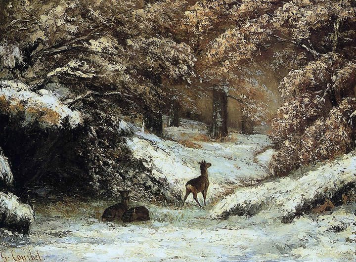 Gustave Courbet Deer Taking Shelter in Winter